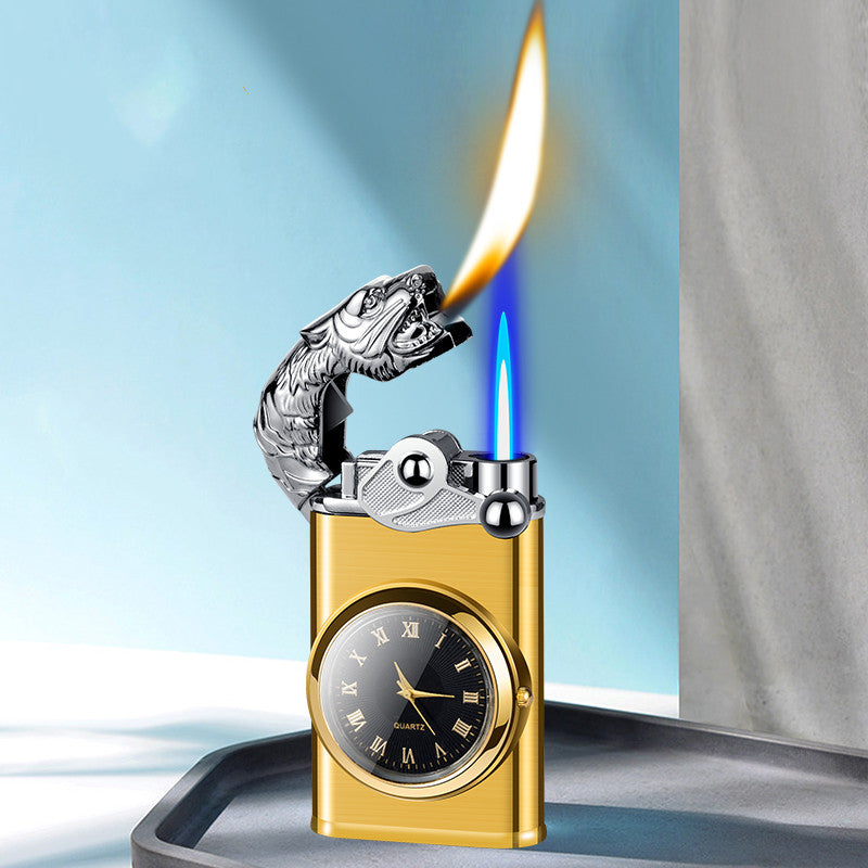 FS 3-in-1 Double Flame + Clock Steel Lighter!