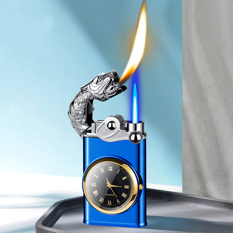 FS 3-in-1 Double Flame + Clock Steel Lighter!