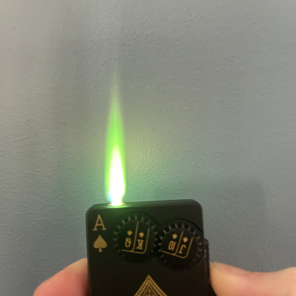 FS Green Flame Gears Face Card Lighter