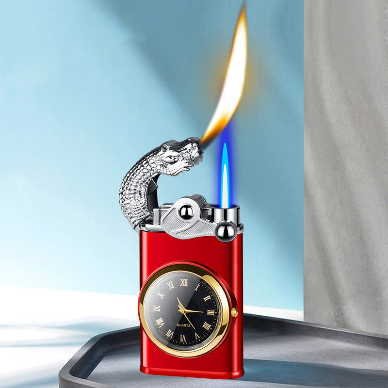 FS 3-in-1 Double Flame + Clock Steel Lighter!