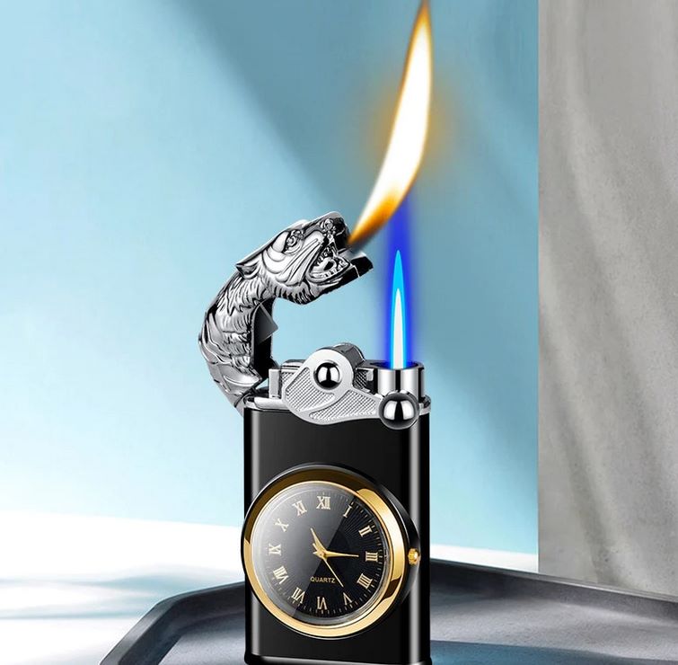 FS 3-in-1 Double Flame + Clock Steel Lighter!