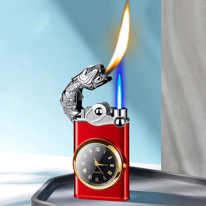 FS 3-in-1 Double Flame + Clock Steel Lighter!